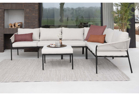 5-Delige hoek loungeset Elvira | Incl Hocker & Middenelement | Black