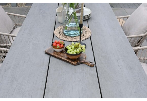 5-delige tuinset | 4 Oslo dining tuinstoelen (Black) | 180cm Cyprus tuintafel (Grey)