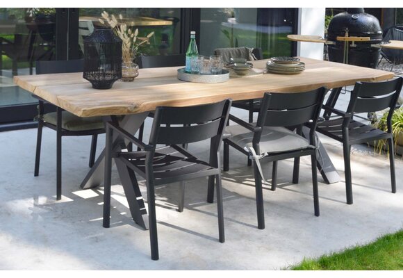 7-delige tuinset | 6 Oslo tuinstoelen Black | Pohon tuintafel