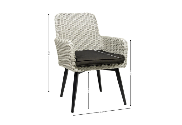 5-delige tuinset | 4 Pisa stoelen (White) | 180cm Cyprus tuintafel (Wood)