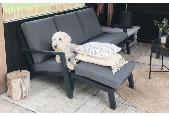 Loungebank Bezano | 2-persoons | Matt Black/Grey | Aluminium