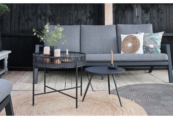 Stoel-bank Loungeset Bezano | met 3-persoonsbank | Matt Black/Grey | Aluminium