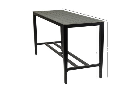 Bartafel Cyprus 200x75 cm | Grey | Polywood & Aluminium