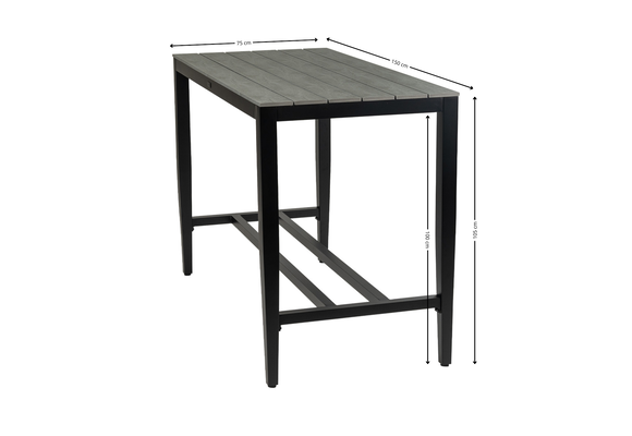 5-delige barset | 4 Isabel barstoelen Sand | Cyprus bartafel 150x75cm Grey