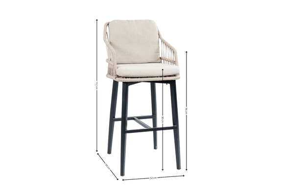 7-delige barset | 6 Isabel barstoelen Sand | Cyprus bartafel 200x75cm Grey