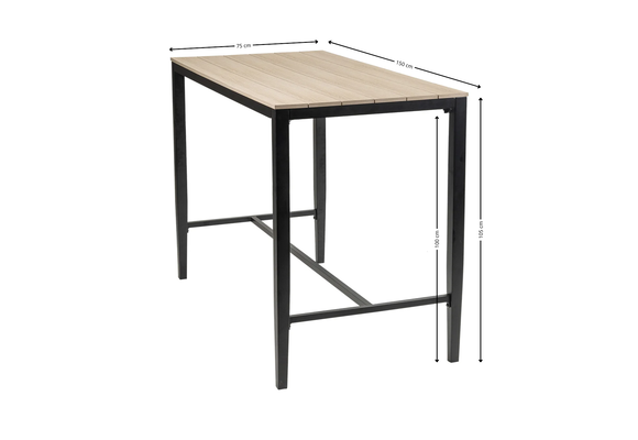 7-delige barset | 6 Isabel barstoelen Sand | Cyprus bartafel 200x75cm Wood