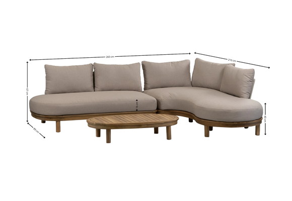 Hoek Loungeset Cancun | Acacia Teaklook & Sand