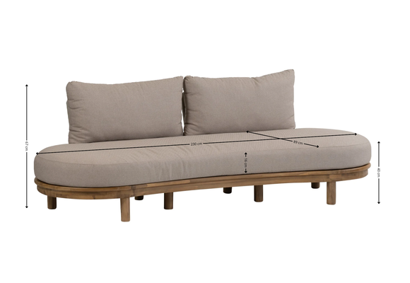 Loungebank Cancun | 2-zitsbank | Acacia Teaklook & Sand