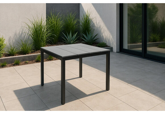 Tuintafel Cyprus 90x90cm | Grey | Polywood & Aluminium