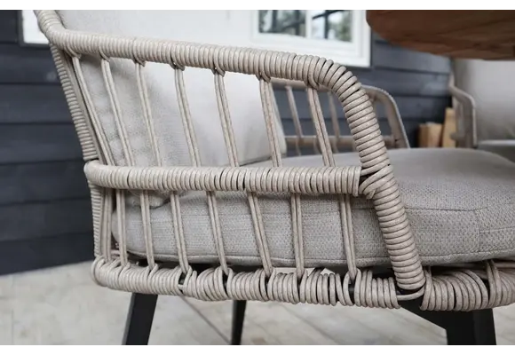 9-delige tuinset | 8 Isabel tuinstoelen (Sand) | 280cm ovale Cyprus tuintafel (Grey)