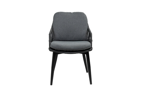 7-delige tuinset | 6 Isabel tuinstoelen (Black) | 220cm ovale Cyprus tuintafel (Grey)