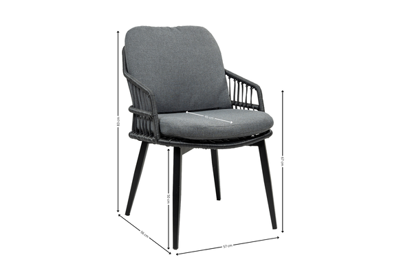 9-delige tuinset | 8 Isabel tuinstoelen (Black) | Tuintafel Malaga 280x115cm (Black)