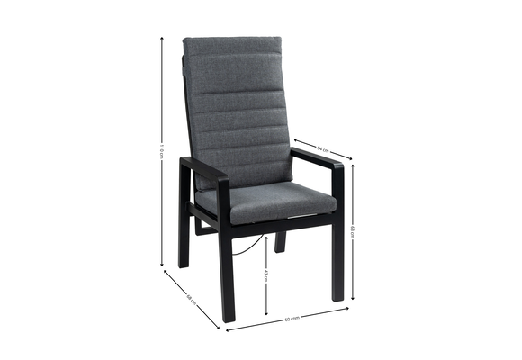 7-Delige ronde tuinset | 6 Berlijn tuinstoelen (Black) | Tuintafel Cyprus ø150cm (Grey)