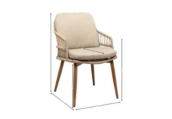 7-delige tuinset | 6 Isabel tuinstoelen (sand/wood) | 220cm ovale Cyprus tuintafel (Wood)