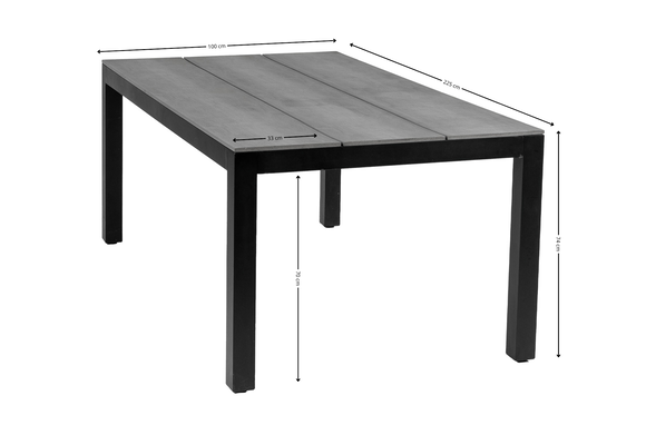 7-delige tuinset | 6 Isabel tuinstoelen (Black) | 225cm Cyprus tuintafel (Grey)