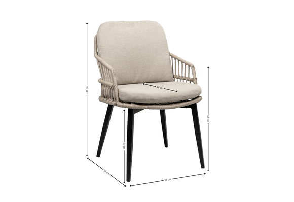 7-delige ronde tuinset | 6 Isabel tuinstoelen (Sand) | ø150cm Cyprus tuintafel (Grey)