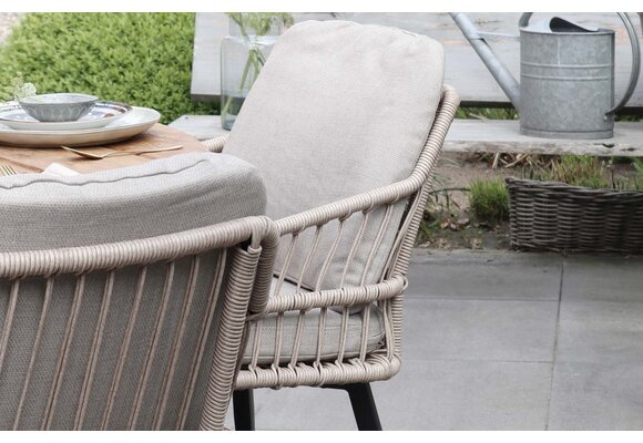 7-delige tuinset | 6 Isabel stoelen (Sand) | 225cm Cyprus tuintafel (Grey)