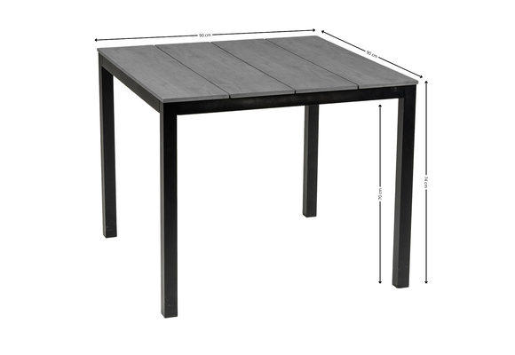 Tuintafel Cyprus 90x90cm | Grey | Polywood & Aluminium