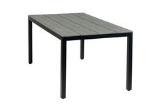 5-delige tuinset | 4 Delia stapelbare tuinstoelen (Black) | 160cm Cyprus tuintafel (Grey)