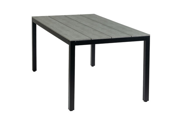 5-delige tuinset | 4 Delia stapelbare tuinstoelen (Black) | 160cm Cyprus tuintafel (Grey)
