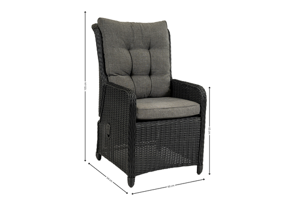 Verstelbare tuinstoel Dublin | Black | Wicker