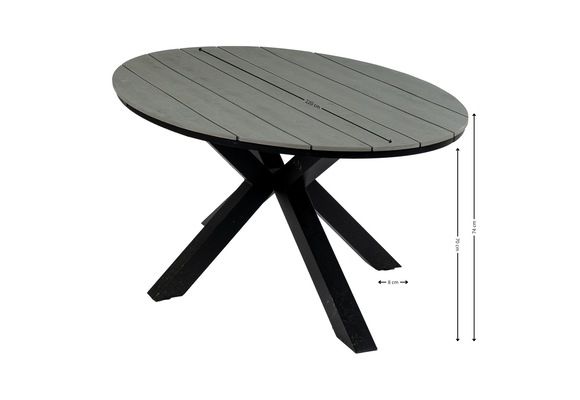 7-delige tuinset | 6 Pisa tuinstoelen (White) | 220cm ovale Cyprus tuintafel (Grey)
