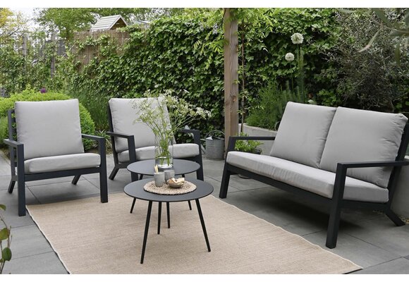 Loungebank Bezano | 3-persoons | Matt Black/Off White | Aluminium