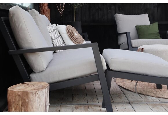 Loungebank Bezano | 3-persoons | Matt Black/Off White | Aluminium