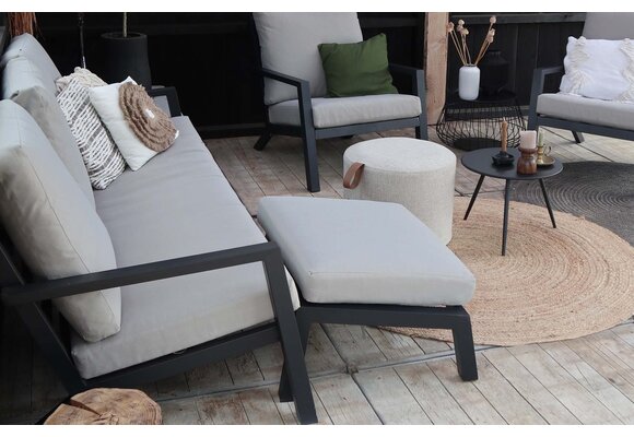 Loungebank Bezano | 3-persoons | Matt Black/Off White | Aluminium