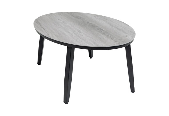 4x Loungestoel Isabel | Black + Bijzettafel Mykonos Ovaal 120x75cm | Grey | Aluminium & Kunststof