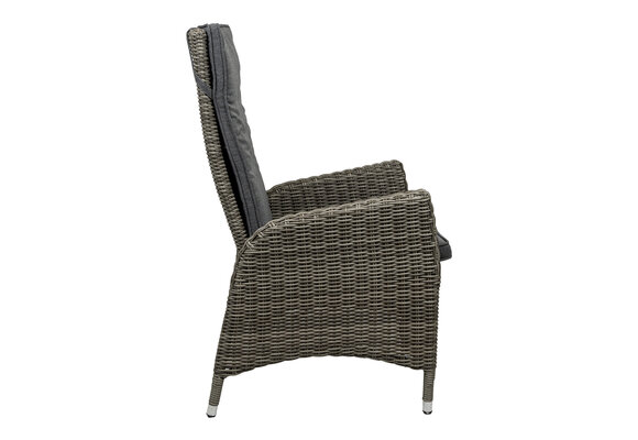 7-delige ronde tuinset | 6 Kos verstelbare tuinstoelen (AG) | ⌀150cm Cyprus tuintafel (Grey)