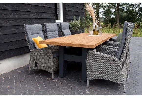 5-delige tuinset | 4 Kos verstelbare stoelen (AG) | 160 of 180cm Cyprus tuintafel (Grey)