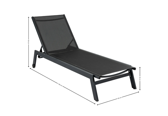 Ligbed Bonaire | Black | Aluminium & Textileen | Stapelbaar