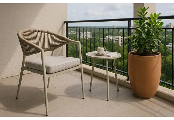 5-Delige tuinset | 4 Tuinstoelen Brugge (Sand) | Inklapbare tuintafel Gent 70x70cm  (Sand)