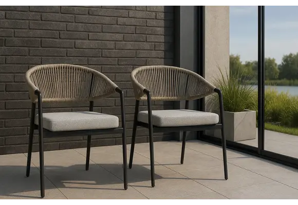 5-Delige tuinset | 4 Tuinstoelen Brugge (Black) | Inklapbare tuintafel Gent 70x70cm (Black)