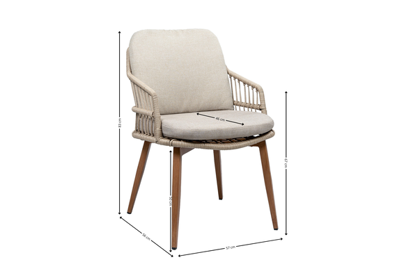 9-delige tuinset | 8 Isabel tuinstoelen (Sand/Wood) | Tuintafel Tower 260cm (Camel)