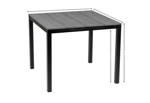 90x90 Cyprus | Grey + 4x Stapelbare tuinstoel Delia | Black | Textileen | Brafab