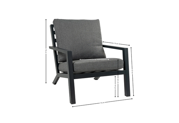 Bezano Loungestoel | Grey + Voetenbank Bezano | Grey