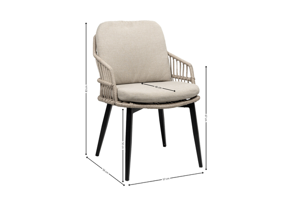 7-delige tuinset | 6 Isabel tuinstoelen (Sand/Black) | Tuintafel Rock 235x95 cm (Beton)