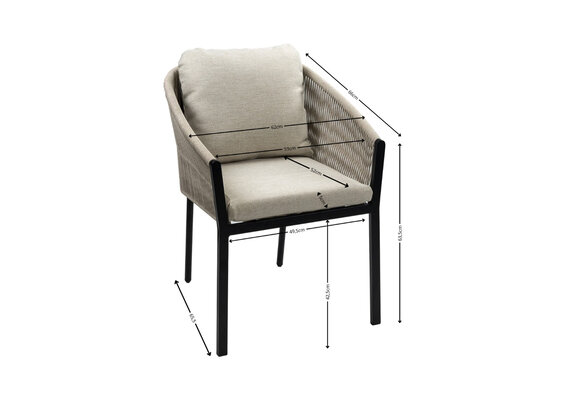 5-Delige ronde tuinset | 4 Elvira tuinstoelen (Black) | Tuintafel Cyprus ø120cm (Grey)