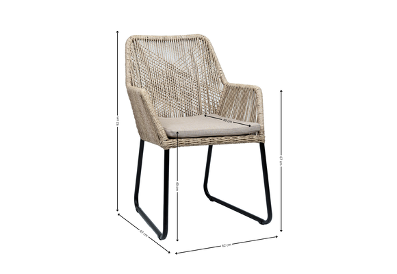 5-delige tuinset | 4 Mona tuinstoelen (Sand) | Tuintafel Cadiz 180x115cm (Black)