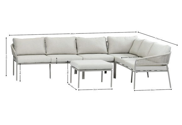 5-Delige hoek loungeset Elvira | Incl Hocker & Middenelement | Camel