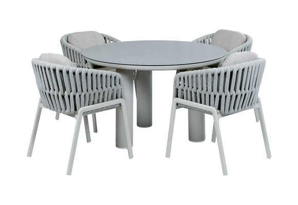 5-delige ronde tuinset Porto | 4 Porto tuinstoelen | Tuintafel Porto ø120cm | Naturel
