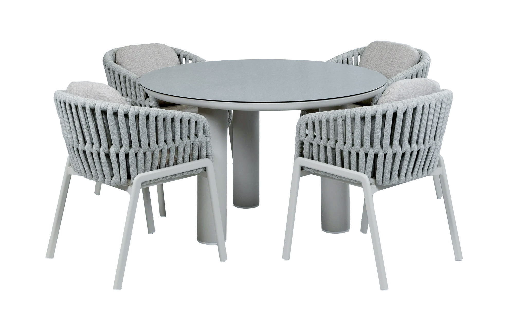 Normin 5-delige ronde tuinset Porto | 4 Porto tuinstoelen | Tuintafel Porto ø120cm | Naturel