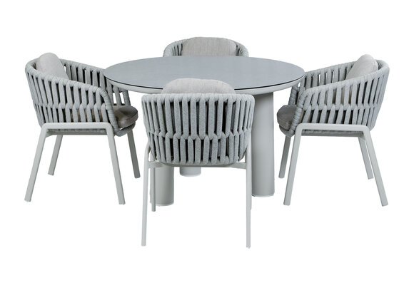 5-delige ronde tuinset Porto | 4 Porto tuinstoelen | Tuintafel Porto ø120cm | Naturel