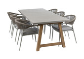 7-delige tuinset | 6 Brugge tuinstoelen (Sand) | Tuintafel Rock 235x95 cm (Beton)