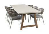 7-delige tuinset | 6 Brugge tuinstoelen (Sand) | Tuintafel Rock 235x95 cm (Sand)