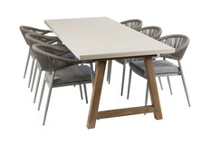 7-delige tuinset | 6 Brugge tuinstoelen (Sand) | Tuintafel Rock 235x95 cm (Sand)