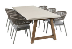 7-delige tuinset | 6 Knokke tuinstoelen (Sand) | Tuintafel Rock 235x95 cm (Sand)