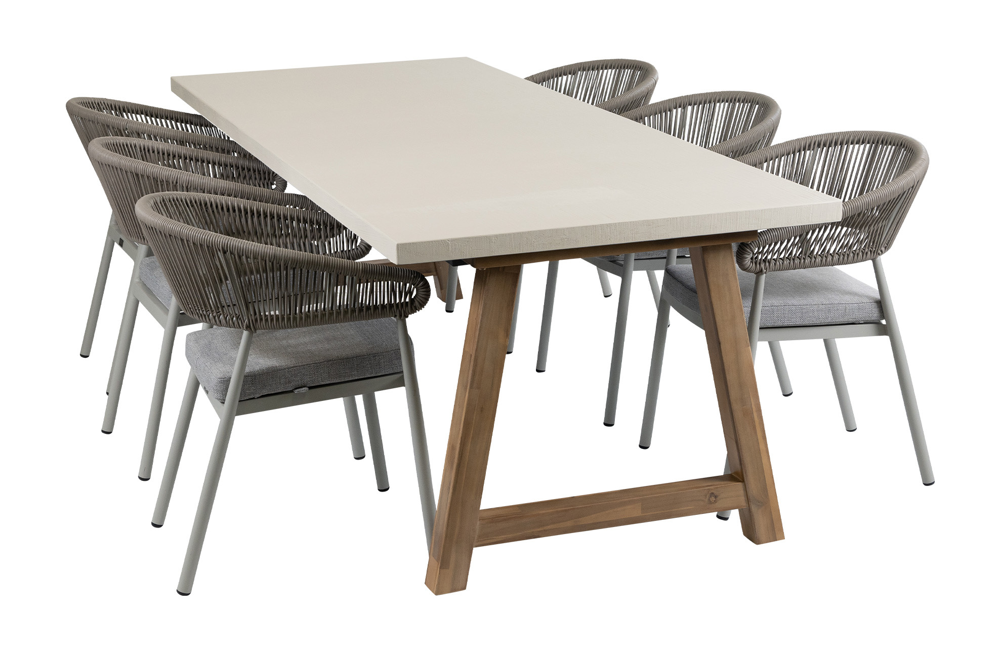 Normin 7-delige tuinset | 6 Knokke tuinstoelen (Sand) | Tuintafel Rock 235x95 cm (Sand)